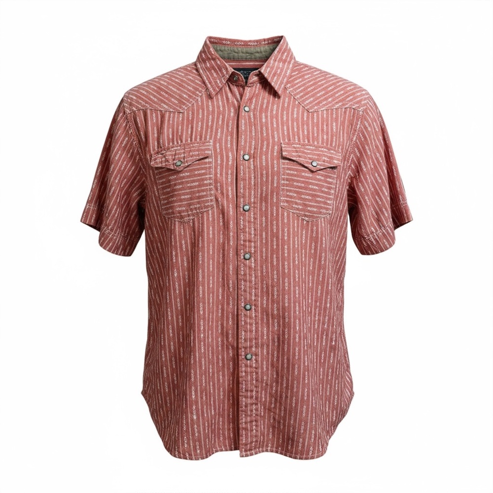 Frye Rust and Beige Striped Shirt Size Large